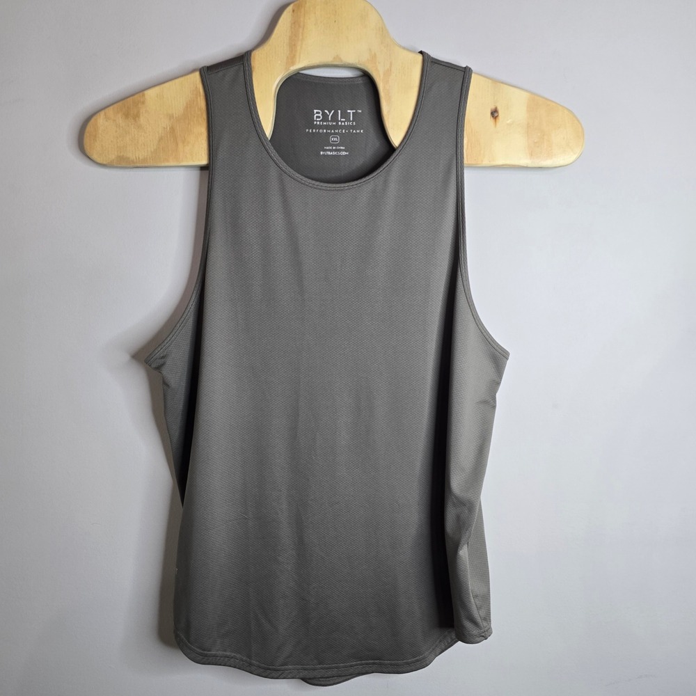 BYLT Premium Basics Mens Performance Tank XXL Charcoal Grey Athletic Gym Shirt